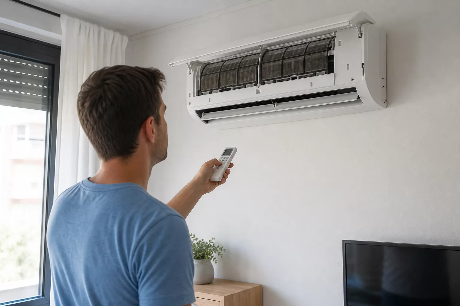 Tozlu filtresi kontrol edilen ve yeterince soğutmayan duvar tipi split klima